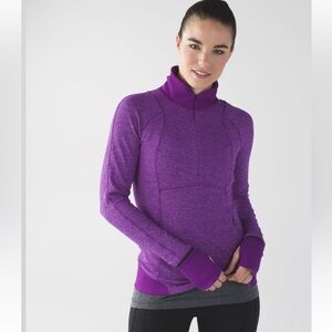 LULULEMON RUNDERFUL 1/2 ZIP MINI CHECK VIOLET HEATHERED PULLOVER JACKET SZ 6